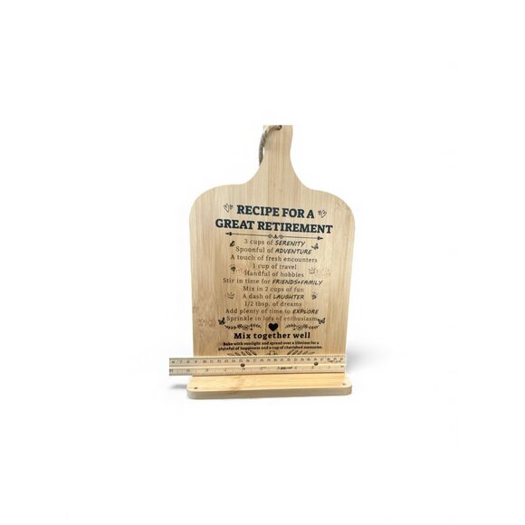 Bamboo Wooden Cutting Board Plaque With "Recipe For A Great Retirement" Print & - Picture 4 of 6